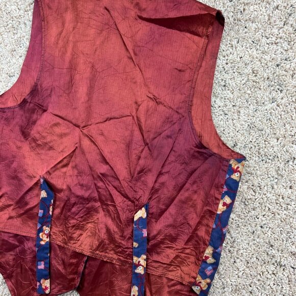 Women's Vintage Vest 111 Main Patriotic American Flag & Teddy Bears Medium - Picture 9 of 9